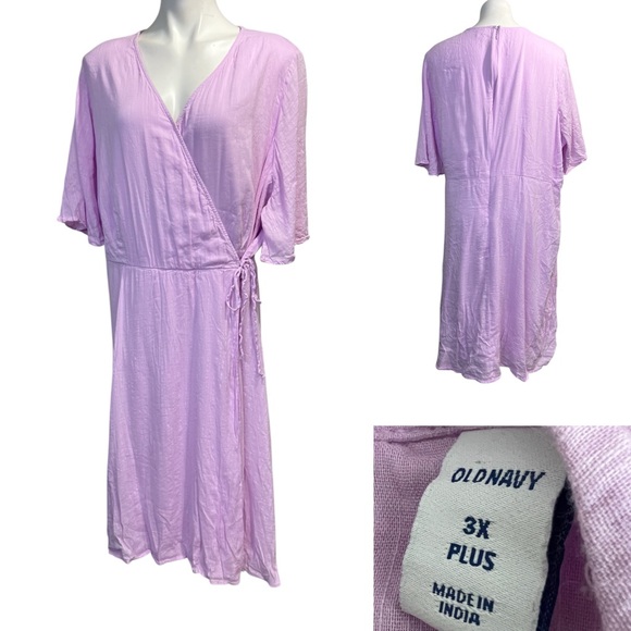 Old Navy dress plus size 3X Light Purple faux Wrap cotton blend office fall - Picture 1 of 6